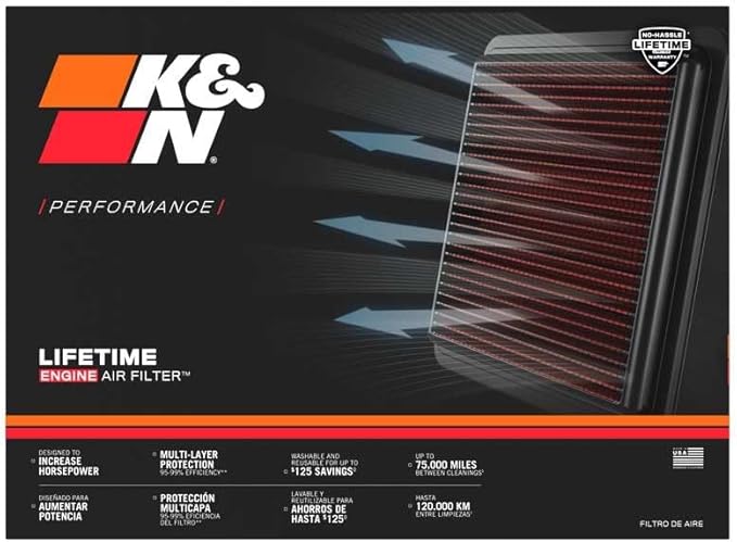 K&N Engine Air Filter: Reusable, Clean Every 75,000 Miles, Washable, Premium, Replacement Car Air Filter: Compatible with 2008-2019 HYUNDAI/KIA (iX20, i20, Verna, Venga, Soul), 33-2960