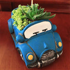 Blue Planter, Cute Succulent Pots, Small Plant Pots with Drainage Hole (Blue Car)