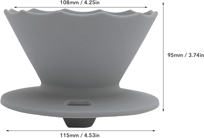 Pour Over Coffee Dripper Silicone Food Grade Portable Hand Brewed Coffee Filter Cup for Travel Outdoor Camping Home Use Lightweight Foldable Easy to Clean Dishwasher Safe Durable (Gray)