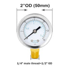 Joywayus Pressure Gauge 0 to 30 PSI Brass 1/4" Male NPT Thread Lower Mount, Multiple Function