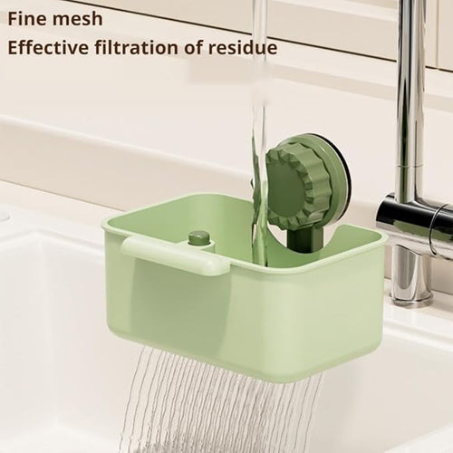 2Pcs Kitchen Sink Strainer Drainer Basket with Suction Cup,Food Waste Filter Basket,Sponge Brush Holder for Kit-chen Home,Efficient Kitchen Waste Management (Green)