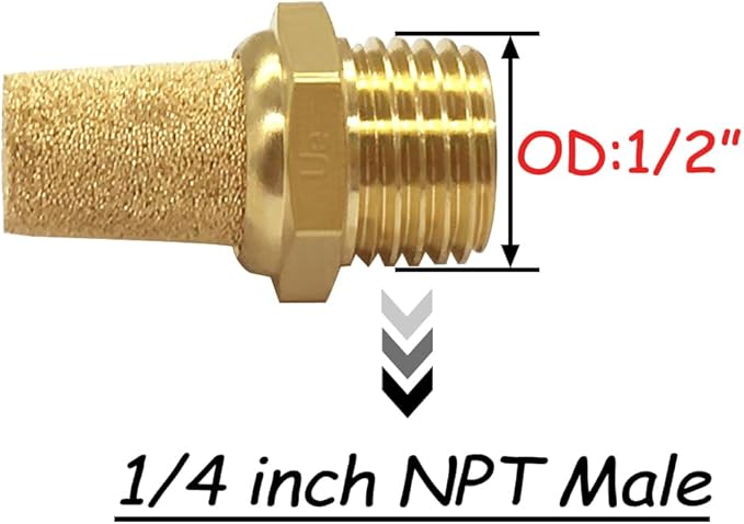 10PCS Brass 1/4 NPT Male Air Pneumatic Mufflers Hex Sintered Exhaust Muffler Silencer Filter Air Line Fitting