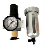 FR804N 1/2" Mid Flow Air Compressor Regulator & Filter Combo - for Compressed Air Treatment - Pneumatic Filter Regulator/Compressed Air Pressure Controller - w/Gauge/Manual Drain
