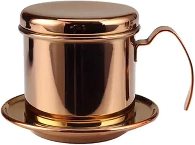 Stainless Steel 304 Vietnamese Coffee Filter Cup Drip Pot Simple And Portable Household Coffee Filter Cup Traditional Tool(Rose gold)
