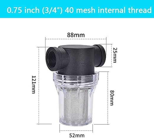 Budget Plastic Water Filter 1/2-1 - Lightweight Pre-Strainer for Fish Tanks, Garden Hose & Outdoor Plumbing(0.75 Inch 40 Mesh in)
