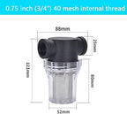 Budget Plastic Water Filter 1/2-1 - Lightweight Pre-Strainer for Fish Tanks, Garden Hose & Outdoor Plumbing(0.75 Inch 40 Mesh in)