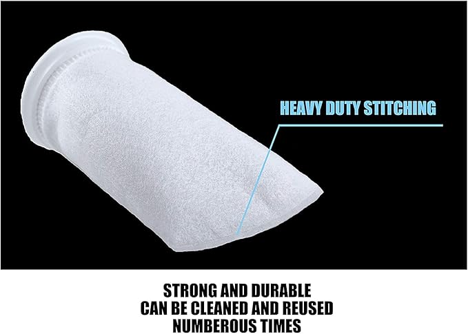 Wave Point 7 Inch Ring Filter Socks 200 Micron - Aquarium Felt Filter Bags - 7 Inch Ring by 14 Inches Long [Long Version] - Fits Eshopps and Aqueon (12 pk)