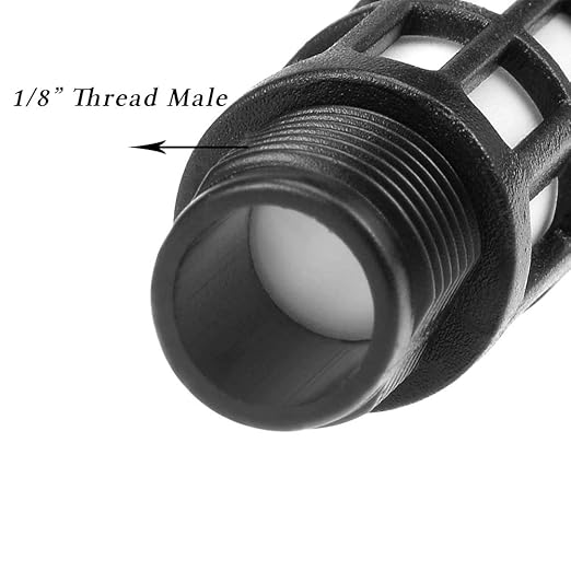 Quickun Plastic Exhaust Air Silencer, 1/8" Air Line Pneumatic Muffler Black Air Compressor Fitting (Pack of 10)