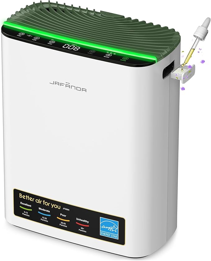 Jafända Air Purifier for Home Large Room Bedroom Up to 1226 Ft², True HEPA Filter with PM2.5 Display & 20dB Sleep Mode, Removes Pet Hair, Odor, Dust, Smoke, Pollen & Allergen