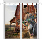 Farm Donkeys Living Room Curtains 84 Inch Length, Window Curtains Tab Top, Farmhouse Barn Funny Animals Butterfly Light Filtering Window Treatments Drapes 42"x84" 2 Panel