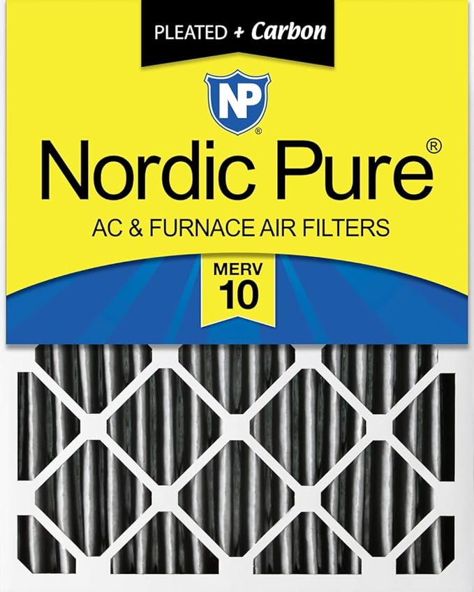 Nordic Pure 20x25x4 (Actual Size: 19 1/2 x 24 1/2 x 3 5/8) Furnace Air Filters MERV 10 Pleated + Carbon 1 Pack