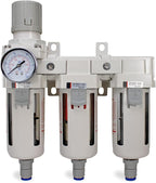 Heavy Duty 1/2" NPT 3 Stage Air Drying System – Industrial Coalescing Filter, Particulate Filter, Desiccant Dryer and Air Regulator with Manual Drain for Air Compressor, Plasma Cutter, and Paint Spray