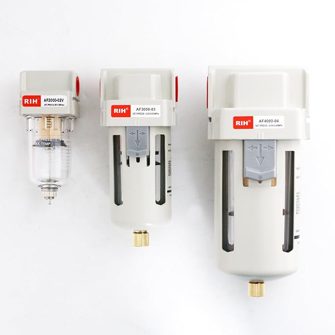 RIH 1/2" NPT Air Dryer for Compressor, Air compressor water separator,air compressor filter,AF4000-04 Manual Drain,5 Micron Brass Element, Poly Bowl 0-150 psi 5μm