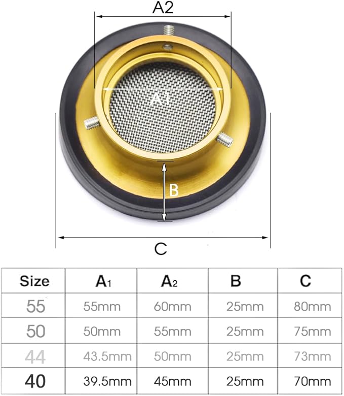 Carburetor Carb 40mm Velocity Stack Air Filter Cleaner Modified Trumpet with Sponge Filter Steel Mesh for VM22 PZ22 PD18J GX160 GX200 CT200U Shortest Suggest for Small Displacement (Gold,40mm)