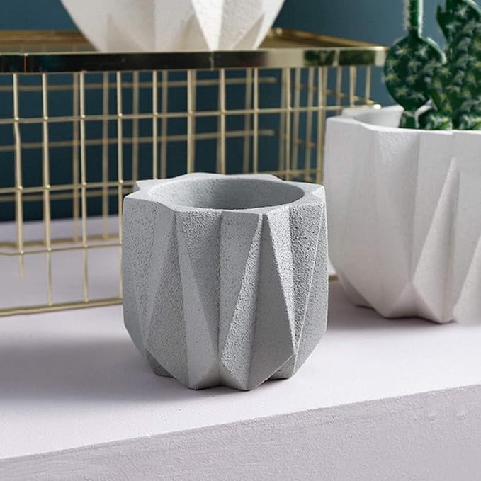 Outdoor Succulent Plantpot Cactus Plant Container Cement Flowerpot Container Modern Simple Planter Flower Vase Meat Plant Cement Container Concrete Flower Plant (Gray1 13cm*11.5cm) (White 13cm*11.5cm)