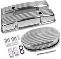 Tall Valve Covers For SBC 283 305 327 350 400 1958-1986 and 12" Oval Air Cleaner Full Finned Polished