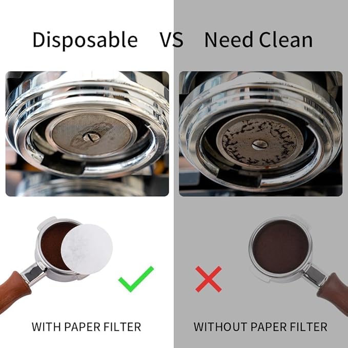 watchget 53mm Espresso Paper Filters - 100 Pcs Unbleached Coffee Filter Papers for Espresso Machine Puck Screen, Compatible with 54mm Portafilter Baskets, Replacement Paper Filters for Barista Tools