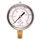 2-1/2" Oil Filled Vacuum Pressure Gauge - Stainless Steel Case, Brass, 1/4" NPT, Lower Mount Connection, 30HG/100PSI