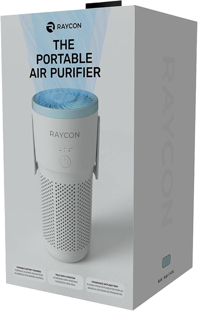 Raycon Portable Air Purifier, H13 Replaceable Hepa Filter, Adjustable Speeds, 2-in-1 Fragrance Diffuser and Air Purifier, Living Essentials (White)
