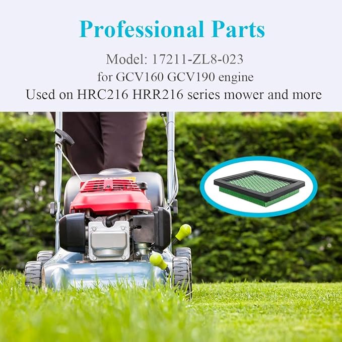 HOODELL 2 Pack 17211-zl8-023 Air Filter, Compatible for Honda gcv160 gcv190, Husqvarna 7021p, Premium Lawn Mower Air Cleaner Element