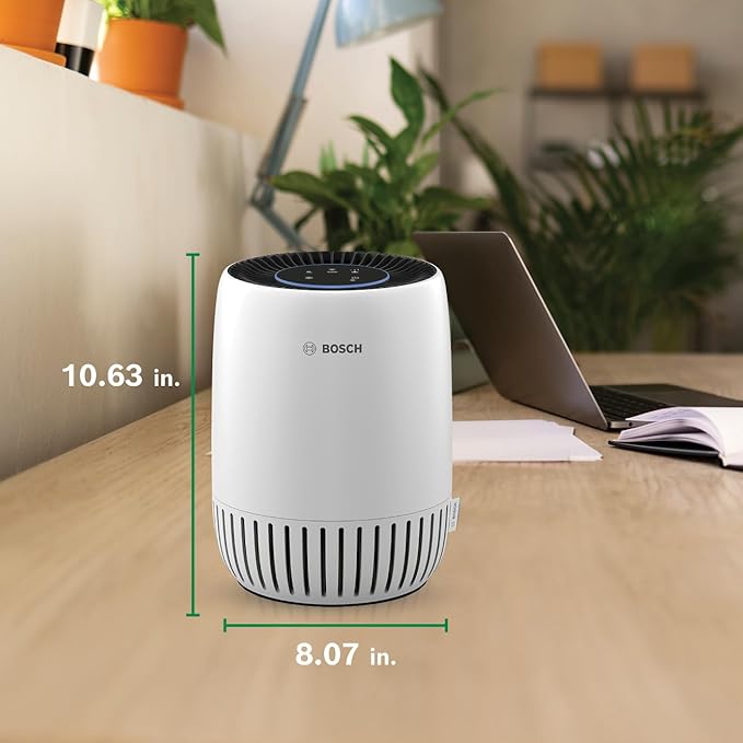 BOSCH Air Purifier for Home, Small Spaces (Covers,500-sq ft), 2-in-1 Filter for Pollen, Smoke, Dust, Dander, Outdoor Pollution, Odors, HEPA, Air 1000, White