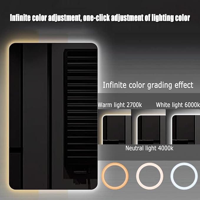 Bathroom Mirror with LED Lights, Backlit Illuminated Bathroom Mirror Wall Mounted Multifunction Vanity Mirror with 3 LED Light Color Dimmable and Demister Pad,(A,H40*W60CM/H15.7*W23.6IN)