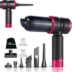 Handheld Car Vacuum with 15000PA Power, 4 in 1 Powerful Cordless Vacuum Cleaner & Air Duster with 2000mAh Battery, Rechargeable Portable Mini Hand Held Vacuum for Car, Home,Office,Pet Hair（Pink）