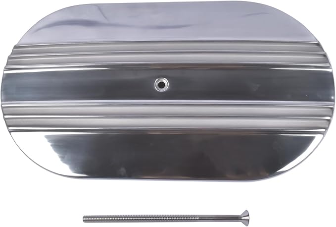 GELUOXI 15" Oval Half Finned Polished Aluminum Air Cleaner Replacement for 265 283 305 307 327 350 383 400 396 402 Engines 5 1/8" Diameter