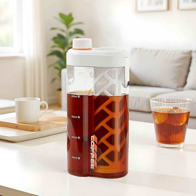Coffee Cold Brew Maker – Airtight Bottle With Measurement Scale, 350 Mesh Fine Filter System, Durable Leak Resistant Design, Smooth Extraction Process, Flavor Performance | Outdoor Kitchen Tr