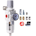 3/8 Inch NPT Air Filter Regulator Combo Piggyback AW3000-03, Air Compressor Water Separator, Air Line Dryer, Semi-Auto Drain, Air Pressure Regulator, 0-150 PSI Gauge