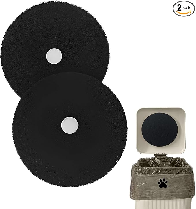 Trash Can Deodorizer, Garbage Can Deodorizer with Magnetic Suction, Diaper Pail Deodorizer, Odor Filter Refills for Dog Poop Trash Can Outside, Natural Activated Carbon Filter, 2 Pack