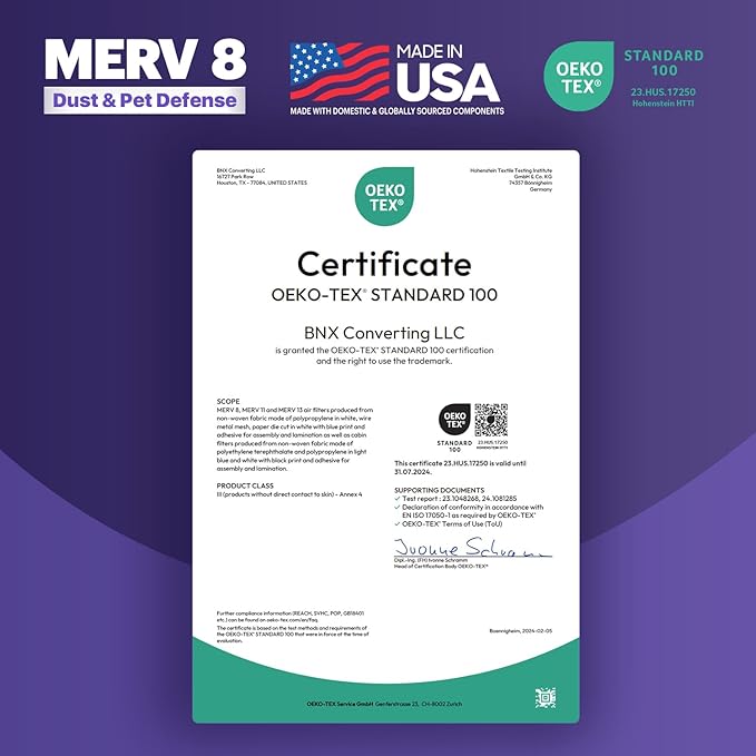 BNX TruFilter 14x24x1 Air Filter MERV 8 (12-Pack) - MADE IN USA – Dust & Pet Defense Air Conditioner HVAC AC Furnace Filters for Dust, Pet, Mold, Pollen MPR 600 – 700 & FPR 5