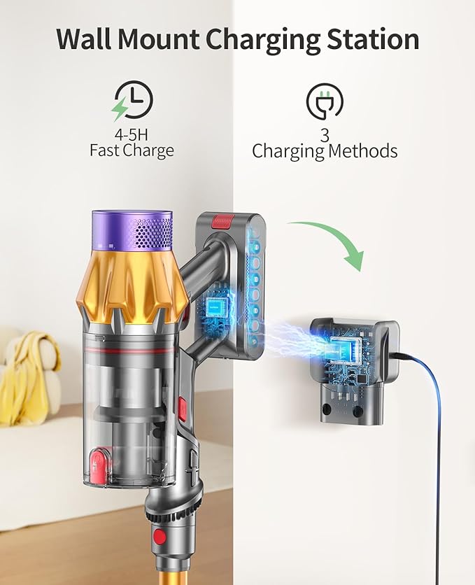 SunSare X7A Cordless Vacuum Cleaner, Upgraded 550W/45Kpa Cordless Stick Vacuum Cleaner with Touch Screen, Up to 60Mins,Wall Mount Charging,1.5L Cup,Wireless Vacuums for Pet Hair,Carpets,Hard Floors