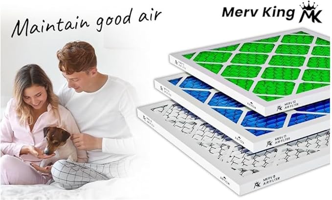 MervKing 12x12x1 Air Filter Actual Size: 11.7" x 11.7" x 0.75" MERV 8 MPR 600-700 | MADE IN USA | 12-Pack | Pleated HVAC AC Furnace Replacement