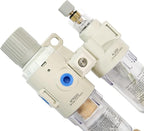 1/4" NPT Compressed Air Filter Regulator Lubricator Combo Pneumatic Air Dryer for Compressor,Water/Oil Trap Separator with Gauge(0-150 PSI), Semi-Auto Drain, Bracket