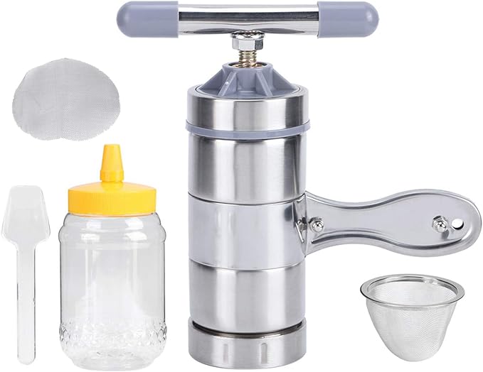 Yosoo Handheld Honey Presser, Stainless Steel Manual Honey Extractor for Beekeeping, Portable Tool with Stainless Steel Filter, Small Size and Easy Operation, Perfect for Beekeepers