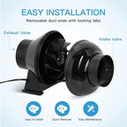 iPower 4 Inch 195 CFM Inline Fan Upgrade, Air Carbon Filter, 8 Feet Flexible Ducting and Rope Hanger, Ventilation Exhaust Blower Kits for Grow Tent, HVAC Heating Cooling