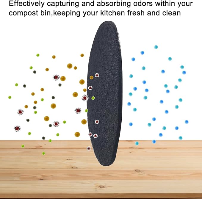 3 Pack Charcoal Filters for Compost Bucket, 6.7inch Compost Filter for Countertop Bin, Compost Pail Replacement Activated Carbon Charcoal Filters, Home Bucket Compost Bin Refill, Round