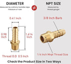TANYA HARDWARE 3/8" Barb to 1/4" NPT Male Thread Air Hose Repair Kit - 4 Piece Brass Barbed Fittings