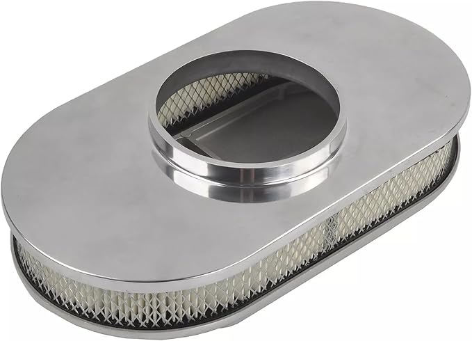 BestParts 15" Oval Full Finned Air Cleaner Aluminum Air Cleaner Assembly Compatible With Classic Chevy Ford Hot Rod Rat Rod Muscle Car or Custom Car Fits 5 1/8" Carburetors
