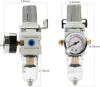 1/4 Inch NPT Air Filter Pressure Regulator, Air Compressor Water Separator with Gauge AW2000-02