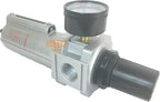 3/4" NPT HEAVY DUTY Compressed Air In Line Filter Regulator Combo Piggyback, Metal Bowl, 5 Micron Element, Adjustable From 7 to 175 PSI (AUTO DRAIN)