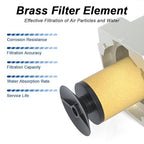 AIRZOE 1/2” NPT Air Compressor Filter, Regulator and Lubricator Combos FRL - Water Oil Trap Separator AC4000-04, 5 Micron Brass Element, Semi-Auto Drain, 0-150 psi Gauge