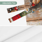 Country Flower Tie Up Valance for Window, Western Texas Star Butterfly Barn Door Adjustable Balloon Window Shade Valance Curtain for Kitchen Cafe Bathroom Window Treatment Panel 54''x18''