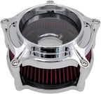 Harley Air Cleaner Chrome See Through Intake Filter Kit Cnc Cut for Motorcycle Dyna 2000-2017 Softail 2000-2015 Touring 2000-2007 Fitment - B (Red)