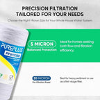 PUREPLUS 5 Micron 10 x 4.5 Whole House String Wound Sediment Filter for Well Water, Replacement Cartridge for 84637, WPX5BB97P, PC10, 355214-45, 355215-45, WP10BB97P, WP5BB97P, 2Pack
