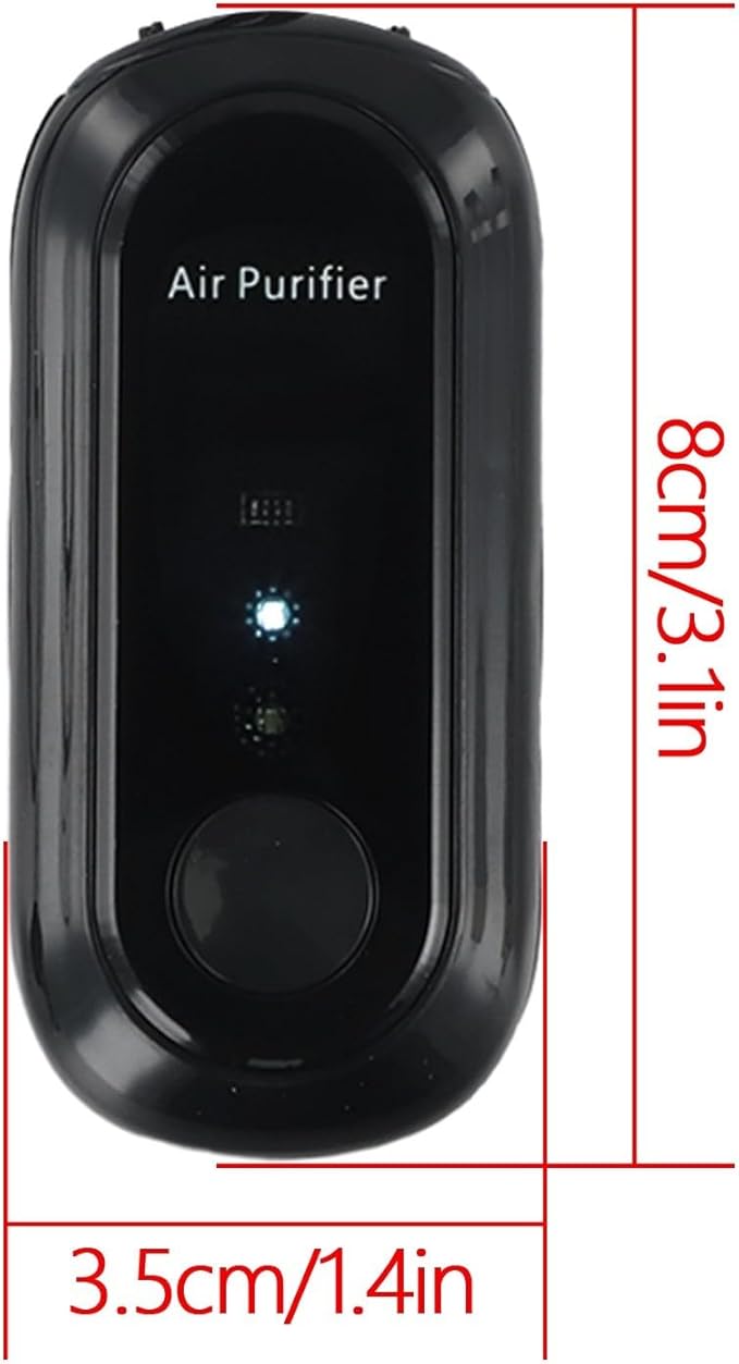 Negative Ion Air Purifier Portable Hanging Neck 7000MAh Personal Rechargeable For Home Travel(Black)