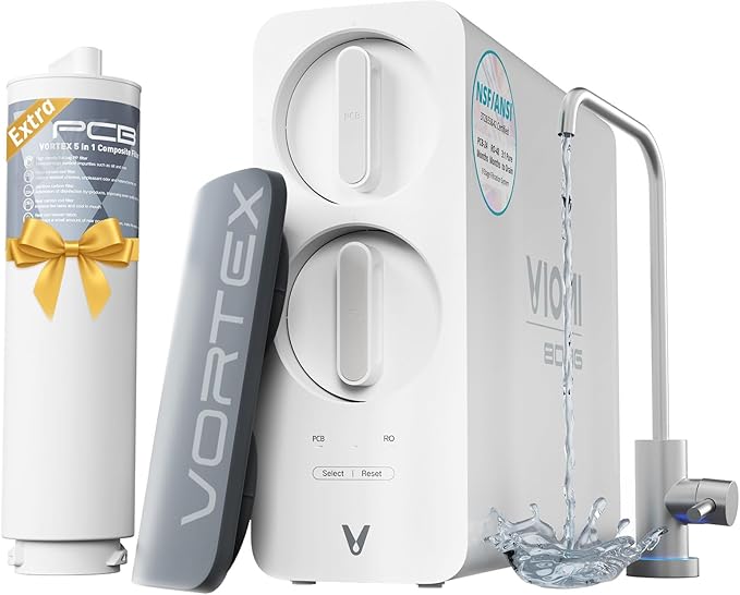 VIOMI® PFAS Reduction Reverse Osmosis System, NSF/ANSI 372&53&42 Certified, 9 Stage & 48 Months Filter, Tankless RO Water Filtration System Under Sink, 800G, Smart LED Reminder, Incl. 1 Extra Filter