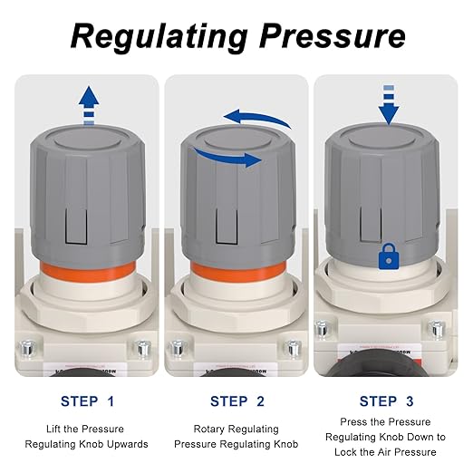 AIRZOE 1/2” NPT Air Compressor Filter, Regulator and Lubricator Combos FRL - Water Oil Trap Separator AC4000-04, 5 Micron Brass Element, Semi-Auto Drain, 0-150 psi Gauge