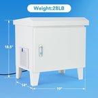 HQUA Weatherproof Outdoor Cabinet, Housing for Pond Aerator, Air Pump 19”W×14”D×18.5”H with 110V Cooling Fan, pre-Wired Outlet and 10’ 3-pin Plug Cord Included (Gray)